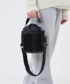 LeSportsac SM DRAWSTRING BUCKET/ブラックシャイン/ブラック