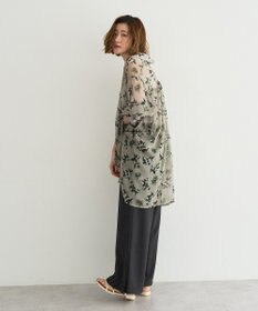 YECCA VECCA フラワー柄シアーロングシャツ