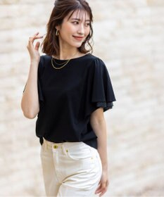 ANY SIS L 【接触冷感・UVケア】着映えフリルスリーブ カットソー