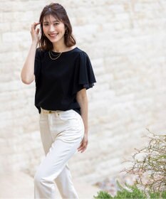 ANY SIS 【接触冷感・UVケア】着映えフリルスリーブ カットソー