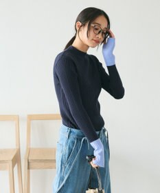 CRAFT STANDARD BOUTIQUE 洗える/とてもち配色モックネックリブニットプルオーバー/24AW