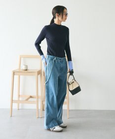 CRAFT STANDARD BOUTIQUE 洗える/とてもち配色モックネックリブニットプルオーバー/24AW