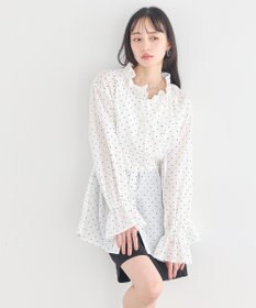 earth music&ecology 【イージーケア】TRキュプラダブルボタンフリルシャツ