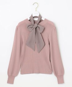 ANY SIS 【2WAY】リボン付き パフスリーブリブ ニット