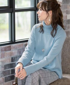 Tiaclasse L 【洗える】もっちり柔らかいリブタートルプルオーバーニット