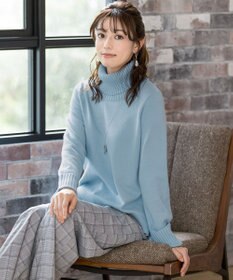 Tiaclasse L 【洗える】もっちり柔らかいリブタートルプルオーバーニット