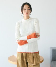 CRAFT STANDARD BOUTIQUE 洗える/とてもち配色モックネックリブニットプルオーバー/24AW