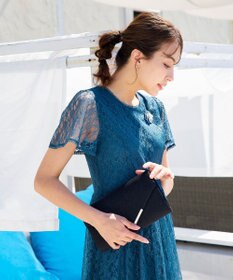 Tiaclasse L 【洗える】フレアスリーブ総レースワンピース