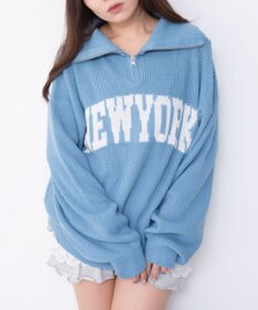 WEGO NEWYORKハーフジップニット