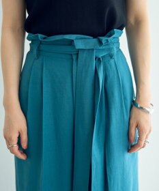 YECCA VECCA ベルテッドリネン混ワイドパンツ