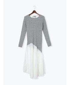 Te chichi 【宮本茉由着用】リブニットドッキングアシメワンピース