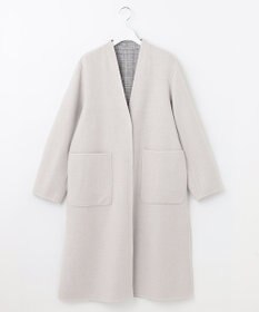 自由区 【リバーシブル】ウールリバー ノーカラーロングコート