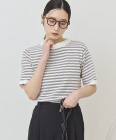 AMERICAN HOLIC ボーダーハーフスリーブニットプルオーバー