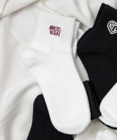WEGO デザインロゴ刺繍アンクル底パイルソックス