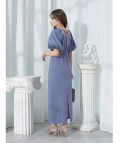 earth music&ecology 配色ステッチパフスリーブワンピース