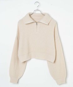 WEGO ハーフジップショートニットプルオーバー