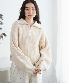 WEGO ハーフジップショートニットプルオーバー