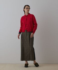 GRACE CONTINENTAL バイカラーロゴニットカーディガン