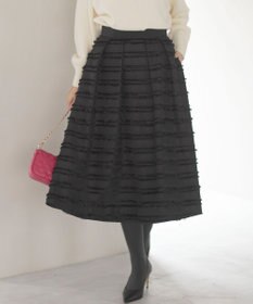 組曲 【WEB限定】ボーダーカットジャカード フレアスカート