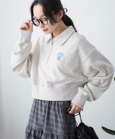 WEGO ハーフZIP襟付きショートスウェット