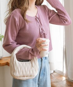 WEGO リボンリブカーディガン