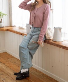 WEGO リボンリブカーディガン