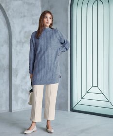 Tiaclasse L 【洗える】袖ボタンメランジニットチュニック