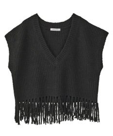 AMERICAN HOLIC 裾フリンジニットショートベスト