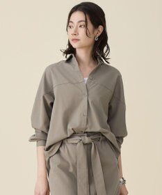 自由区 ブラッシュドコットンサテン シャツ