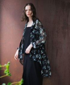 YECCA VECCA フラワー柄シアーロングシャツ