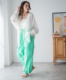 WEGO 【ウエストゴム】ナイロンイージーワイドカーゴパンツ