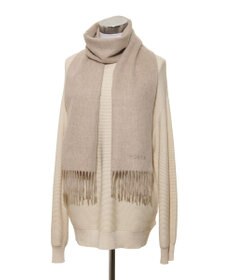 MOONBAT FURLA(フルラ）カシミヤ100％ 無地 マフラー ロゴ刺繍 手洗いOK