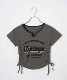 WEGO 配色サイドギャザーVネックT