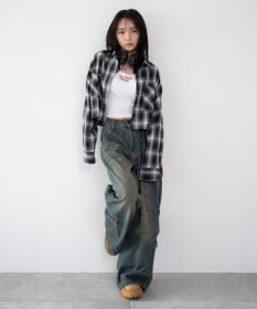 WEGO ショートチェックシャツ