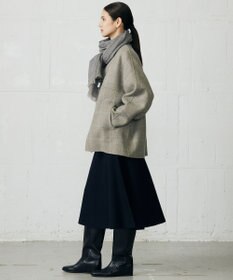 自由区 L 【17号サイズまで展開・カタログ掲載】ウールリバーチェック柄ノーカラー コート