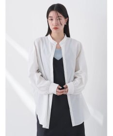 earth music&ecology バンドカラーストライプシャツ