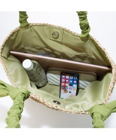 UNBILLION カシュカシュ cachecache / 下がりリボン柄編みトート カゴバッグ