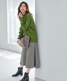 ANY 【ウエストゴム】ループツイードヘリンボーンフレアスカート