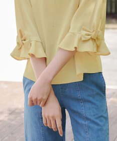 Tiaclasse 【洗える】リボンフレアスリーブブラウス