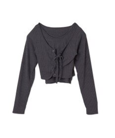 WEGO レイヤードレースアップ長袖トップス