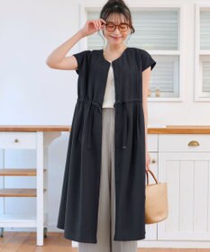 Tiaclasse 【洗える】麻調前開きフレンチワンピース