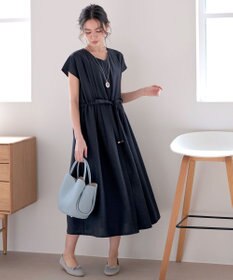 Tiaclasse 【洗える】麻調前開きフレンチワンピース