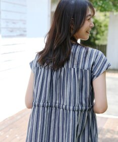 Tiaclasse 【洗える】麻調前開きフレンチワンピース