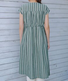 Tiaclasse 【洗える】麻調前開きフレンチワンピース