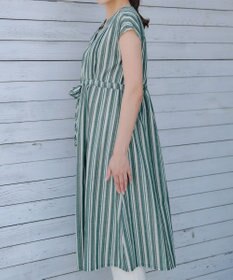 Tiaclasse 【洗える】麻調前開きフレンチワンピース