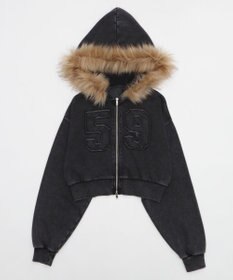 WEGO ファーフードショートZIPパーカー