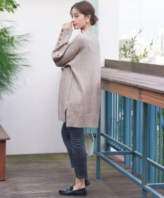 Tiaclasse L 【洗える】袖ボタンメランジニットチュニック