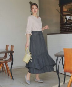 Tiaclasse 【洗える】リボンフレアスリーブブラウス