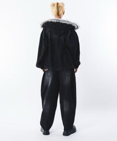 WEGO 【ユニセックス着用ITEM】ファーフードスラッシュデニムブルゾン