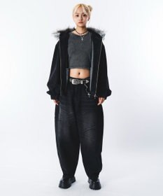 WEGO 【ユニセックス着用ITEM】ファーフードスラッシュデニムブルゾン